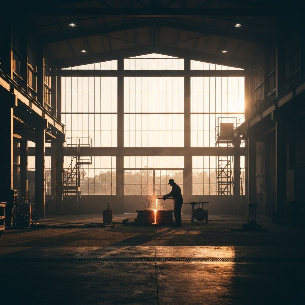 A modern American foundry at dawn